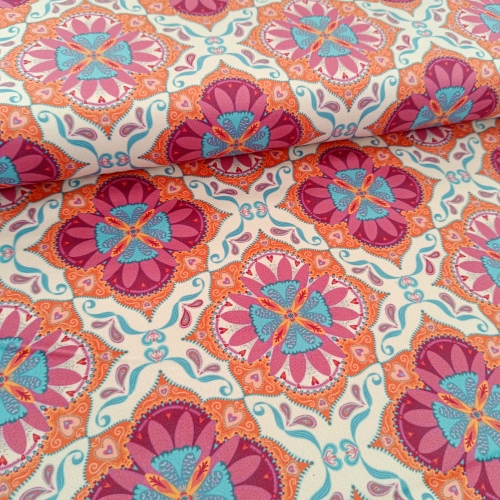 Dekostoff - Samtstoff - Boho Velvet - Ornamente - natur